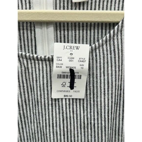 J.Crew Womens Striped Shift Dress Sleeveless Crew Neck Linen Blend Size 10 NWT - Picture 7 of 11
